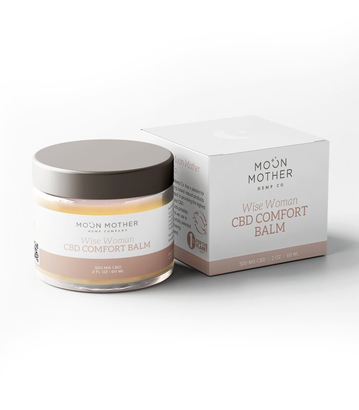 Wise Woman CBD Comfort Balm jar with its carton